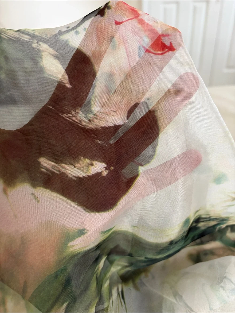 Silk Floral Sheer Scarf - Multicolor